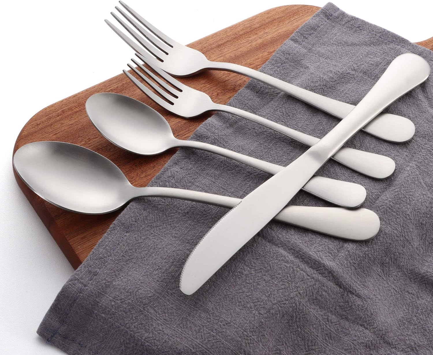 LIANYU 20 Piece Silverware Set, Matte Silverware Flatware Set for 4, Stainless Steel Cutlery Tableware Set, Kitchen Utensils for Home Restaurant Party, Satin Finish, Dishwasher Safe